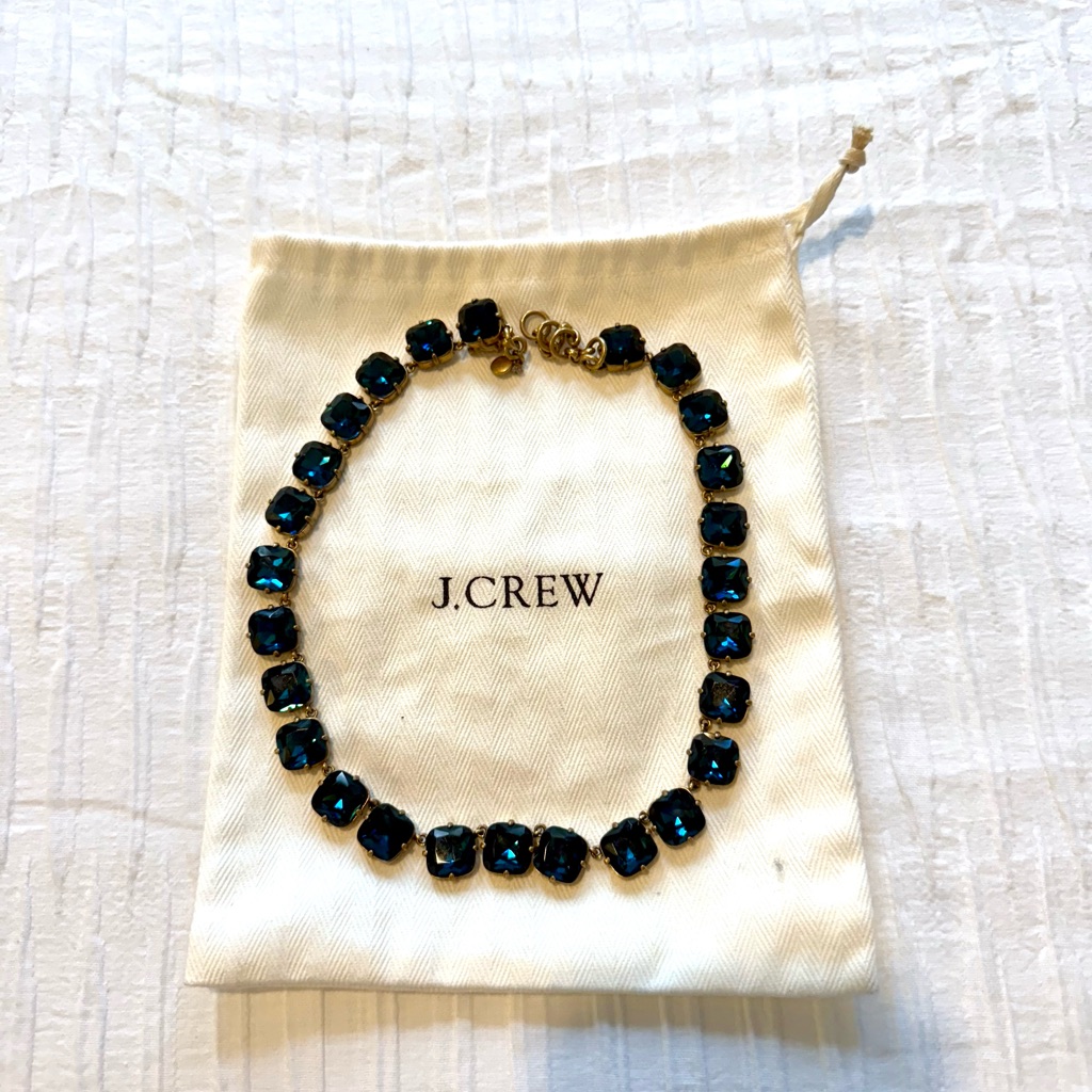 J.Crew Sapphire And Gold Statement Necklace